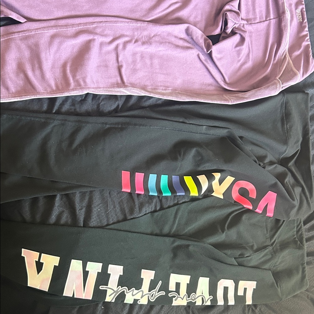 PINK Victoria's Secret women Leggings - Black and Multicolor bundle